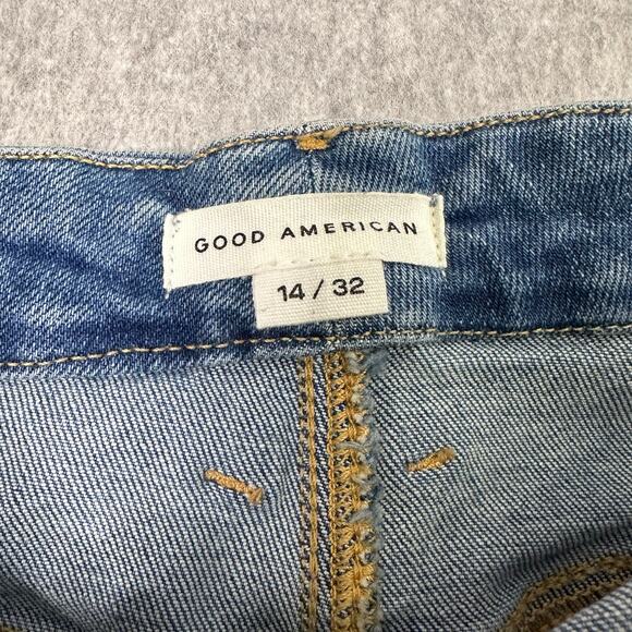 Good American jeans Blue Indigo Womens 14/32 Crossover Waistband Slim Straight - Picture 4 of 10